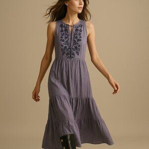 NWT FREE PEOPLE Drop Waist CRINKLE SLEEVELESS MAXI DRESS